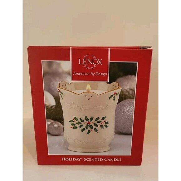 Lenox American by Design Holiday Porcelain Cup Scented Candle 4" Tall Christmas - Picture 1 of 6